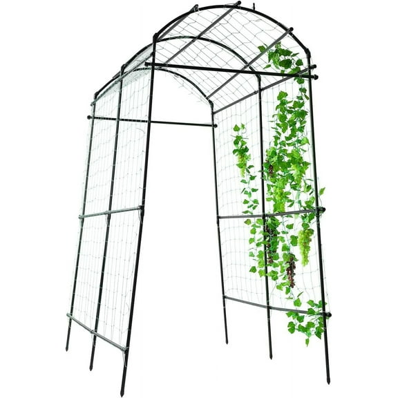 Garden Arch Trellis for Climbing Plants Outdoor, 7 ft Tall Walkway Trellis, Metal Archway Arbor Tunnel Large Trellis for Vegetables Plant Cucumber Trellis for Garden Raised Bed, Black