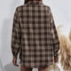 thumbnail image 4 of Women Fashion Plaid Check Lapel Long Sleeve Buton Blouse Shirt Casual Loose Top, 4 of 8