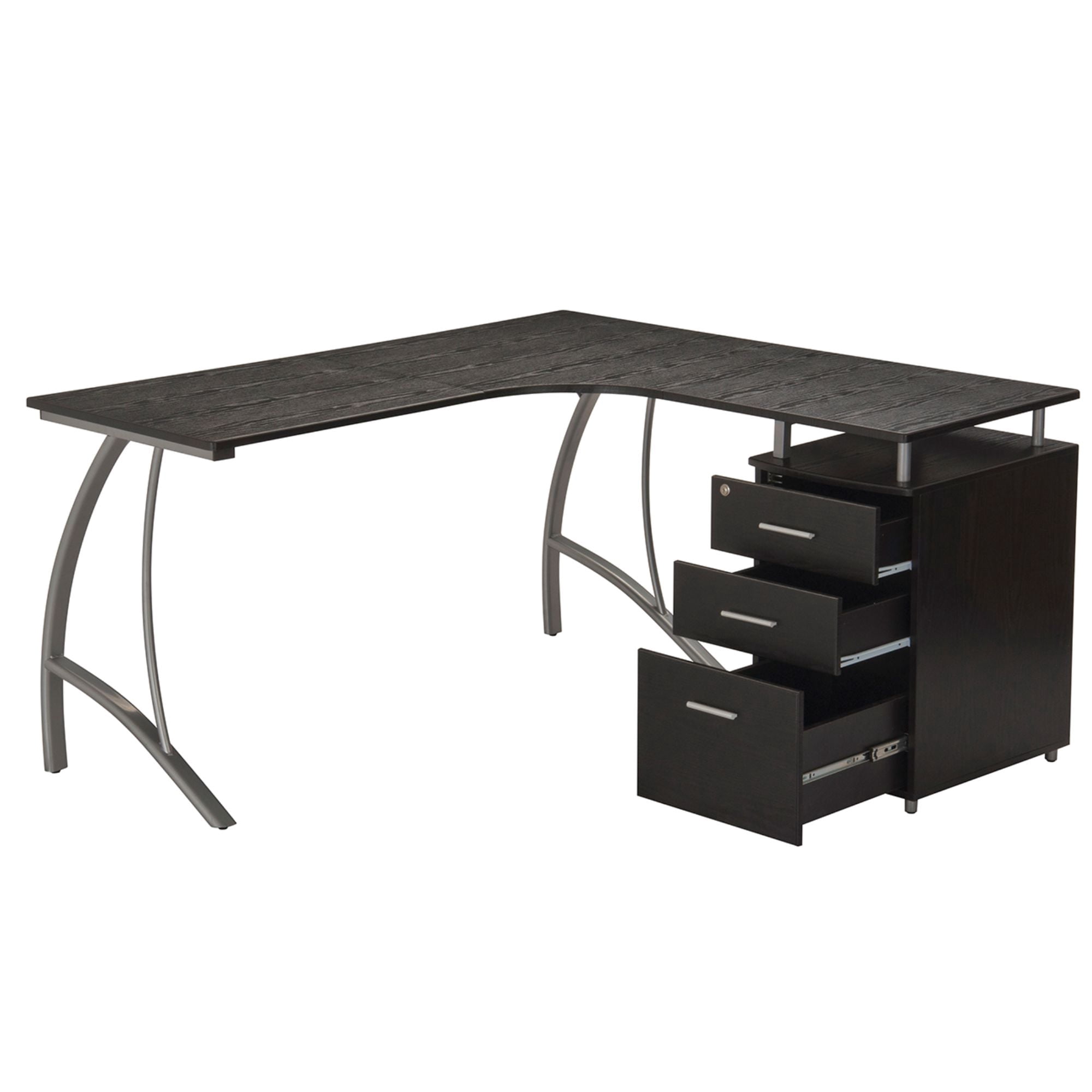 Techni Office Solutions 59" Espresso Brown Unique Techni Mobili Modern L-Shaped Computer Desk with