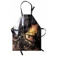 thumbnail image 1 of Fantasy Apron Open Treasure Chest with Gold Coins in Cave Pirate Fairy Illustration, Unisex Kitchen Bib Apron with Adjustable Neck for Cooking Baking Gardening, Charcoal Grey Amber, by Ambesonne, 1 of 3