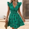 thumbnail image 3 of Dresses for Women 2026 Plus Size Waist Winched Sexy Printed Large Flower Ruffled Sleeveless Collar Dress, 3 of 5