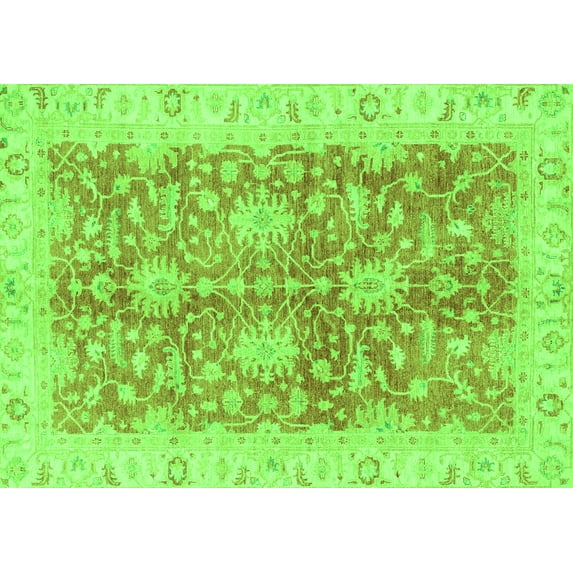Ahgly Company Indoor Rectangle Abstract Green Modern Area Rugs, 2' x 4'