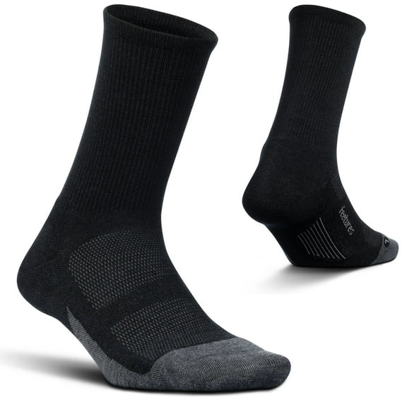 Feetures Merino 10 Cushion Mini Crew- Wool Trail Running & Hiking Socks, Targeted Compression (1 Pair) S, Charcoal