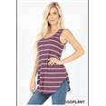 thumbnail image 4 of STRIPED FABRIC DOLPHIN HEM TANK TOP IN 2 COLORS (Eggplant, L), 4 of 11