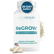 ReGrow - Hair Growth Formula for Hair Loss with Hydrolyzed Collagen, Zinc & Biotin, Hair Vitamins by PureHealth Research, 120 Capsules