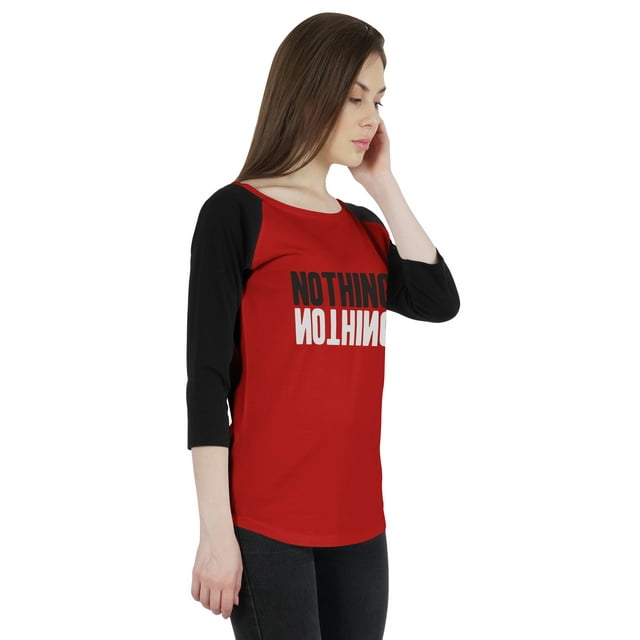 Inkmeso T-Shirt Raglan pour Femmes à Manches 3/4 Heureux Motivationnel Citation Nothing Haut en Jersey Graphique