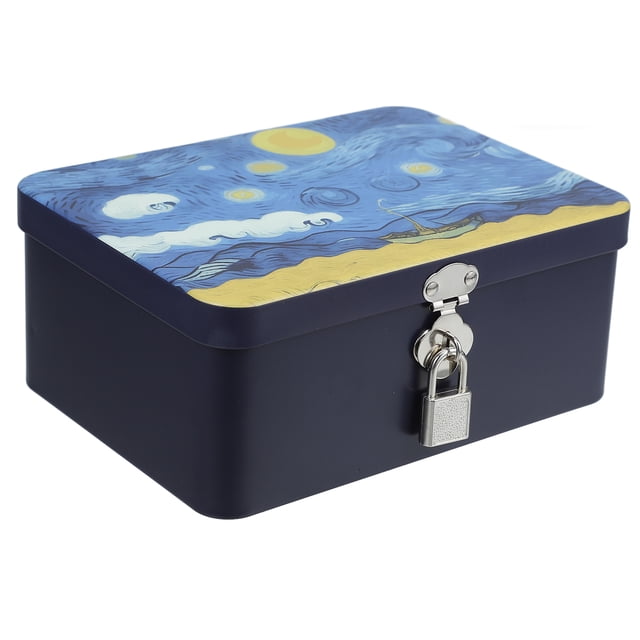 Tarro decorativo de hojalata para galletas con cerradura, contenedor de metal para galletas, contenedor hermético vintage para guardar dulces