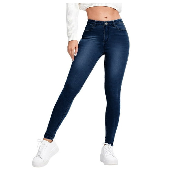 Women's High Waisted Jean Elastic Waist Pull on Pants Trendy Baggy Loose Denim Pants
