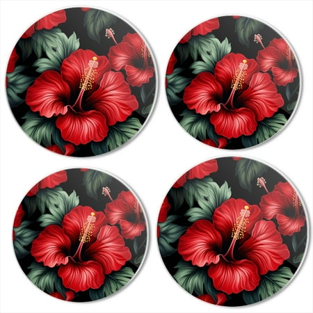 

Bahomeck Electric Stove Burner Covers Set Of 4 Seamless Pattern Of Red Hibiscus Flowers With Green Leaves Metal Gas Stove Burner Covers Protecting Gas Stoves 8 Inch And 10 Inch