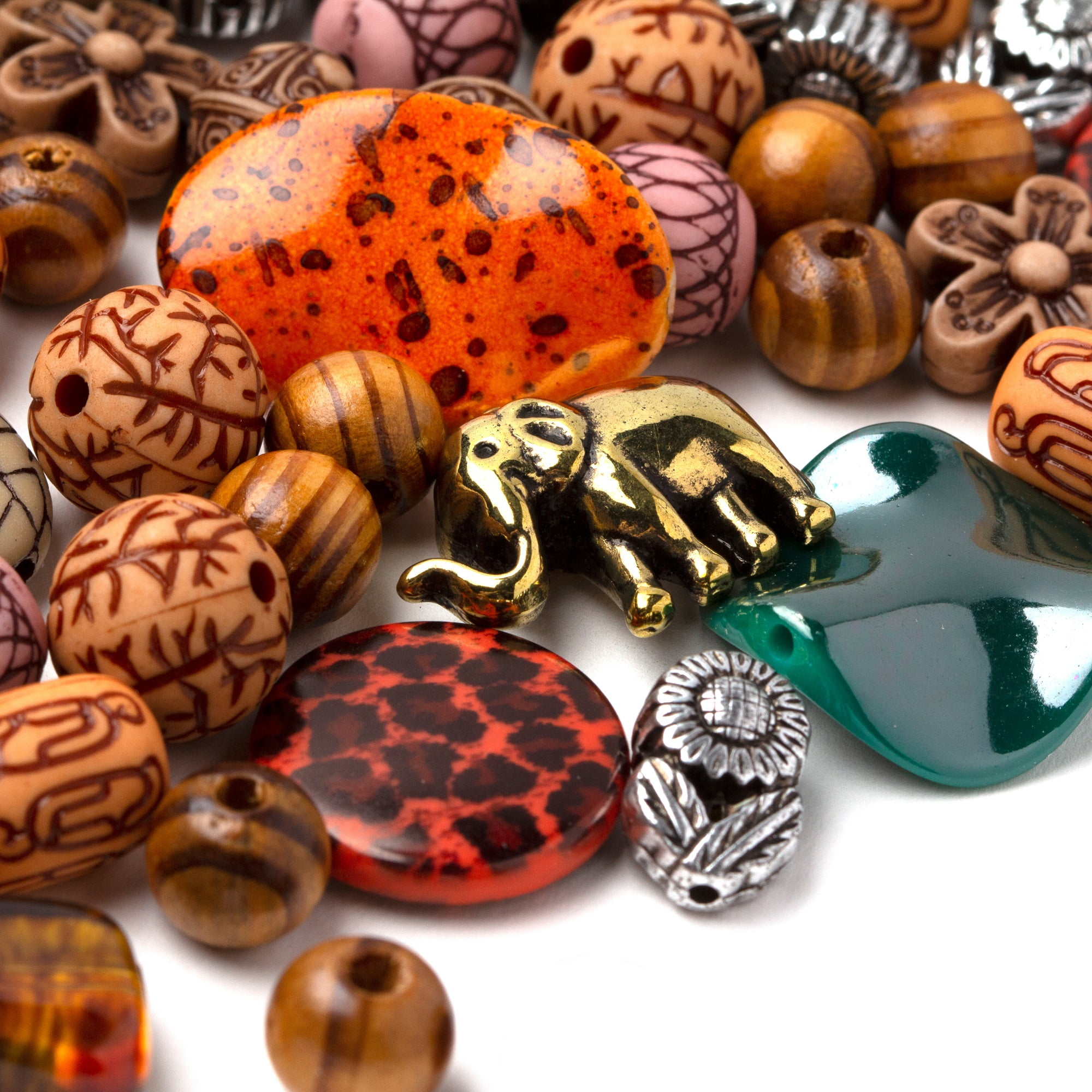 (2 pack) Cousin DIY Animal Print Bead Mix, Acrylic, Wood and Metal, 150g, 150 Piece, Adult, Model 69991230