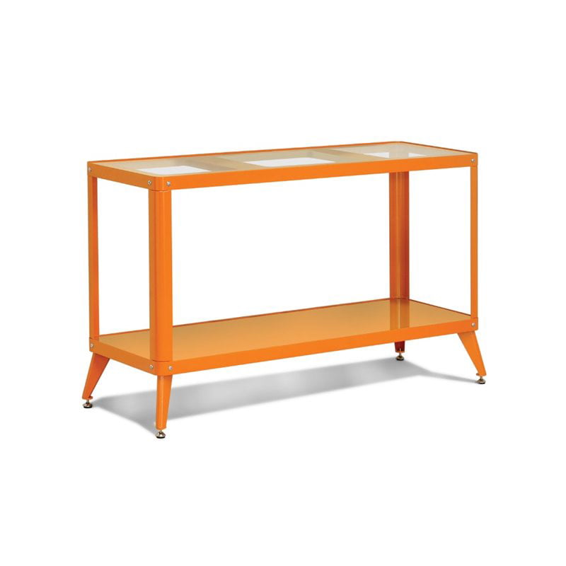 Furniture Of America Jaxan Metal Glass, Orange Console Table