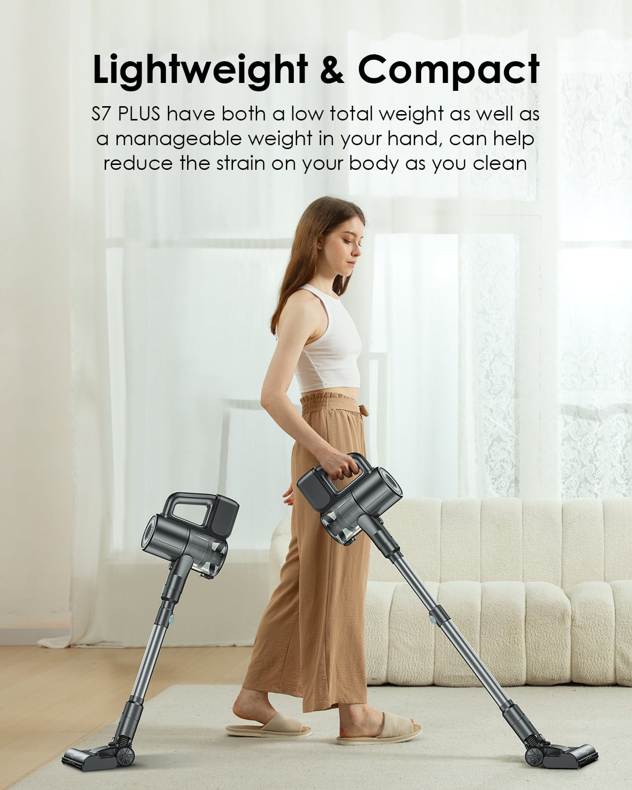 Cordless Vacuum Cleaner, 40Kpa 35Mins Stick Vacuum, Lightweight and Versatile, Deep Cleans, Self-Standing, Green LED