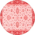 thumbnail image 1 of Ahgly Company Machine Washable Indoor Round Oriental Red Traditional Area Rugs, 8' Round, 1 of 4