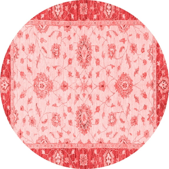 Ahgly Company Machine Washable Indoor Round Oriental Red Traditional Area Rugs, 8' Round