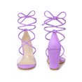 thumbnail image 4 of BLISSFUL STEP Women Lace Up Clear Strap Block Heels Sandals Lavender 7.5, 4 of 5