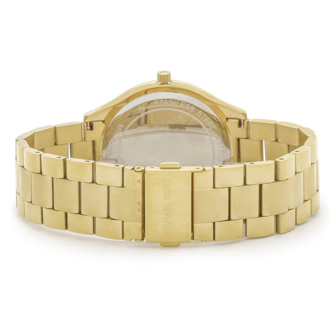 Michael Kors Women's MK3435 Slim Runway Green Dial Yellow Gold Steel Bracelet Watch