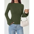 thumbnail image 3 of PRETTYGARDEN Women's Lightweight Mock Neck Sweaters | Bell Long Sleeve Tops, Slim Fitted Pullover, Soft Ribbed Knit, Going Out Outfits, Fall Winter Layering, Fashion Clothing, 3 of 8