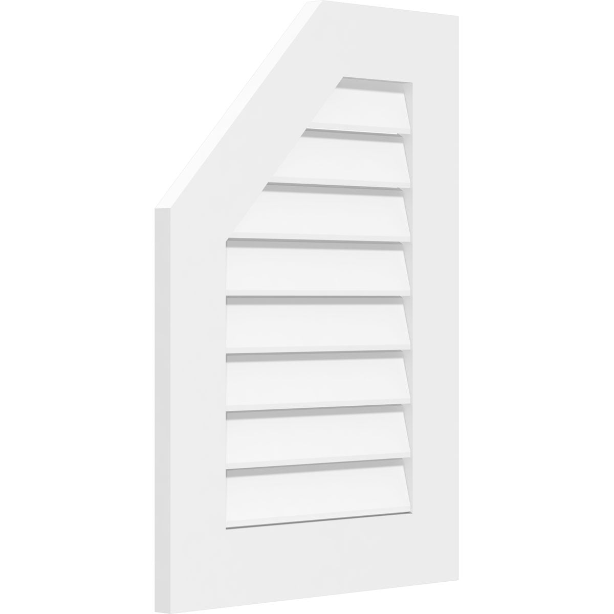16"W x 42"H Half Octagon Top Left Surface Mount PVC Gable Vent: Functional, w/ 3-1/2"W x 1"P Standard Frame