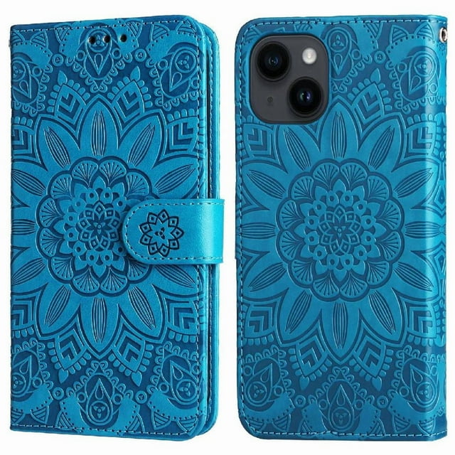Funda tipo cartera GANGXUN para iPhone 13 Mini , diseño girasol, cuero PU, soporte, cierre magnético, tarjetero