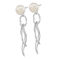 thumbnail image 2 of Sterling Silver Rhodium-plated 10-11mm White Baroque Freshwater Cultured Pearl Dangle Earrings, 2 of 3
