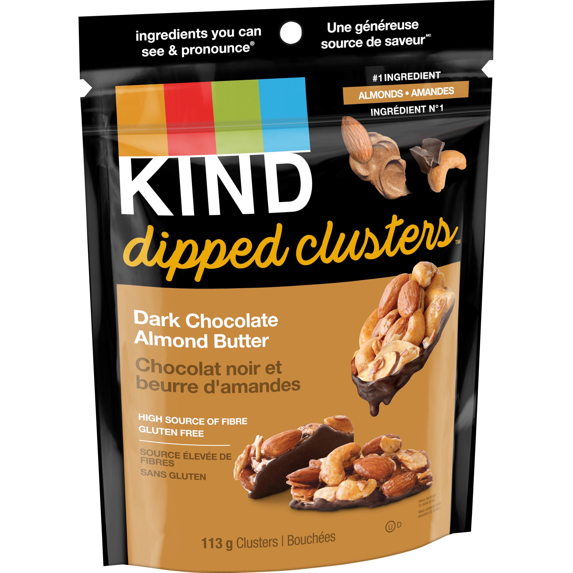 KIND Dipped Clusters, Dark Chocolate Almond Butter Snack Mix, 113g, Dipped Clusters