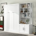 thumbnail image 3 of Harper & Bright Designs Full Size Murphy Bed Wall Bed with Storage Shelves, Folding Wall Bed with Cabinet for Bedroom Guest Room, White, 3 of 15