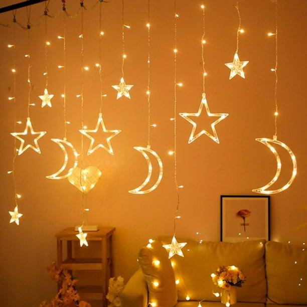 Moon Star Fairy String Lights, 138 LEDs Plug-in Curtain Lights for Indoor Bedroom Room Outdoor Garden Patio Yard Decoration - Walmart.com