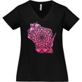 thumbnail image 3 of Inktastic Wisconsin Silhouette Mandala Women's Plus Size V-Neck T-Shirt, 3 of 5