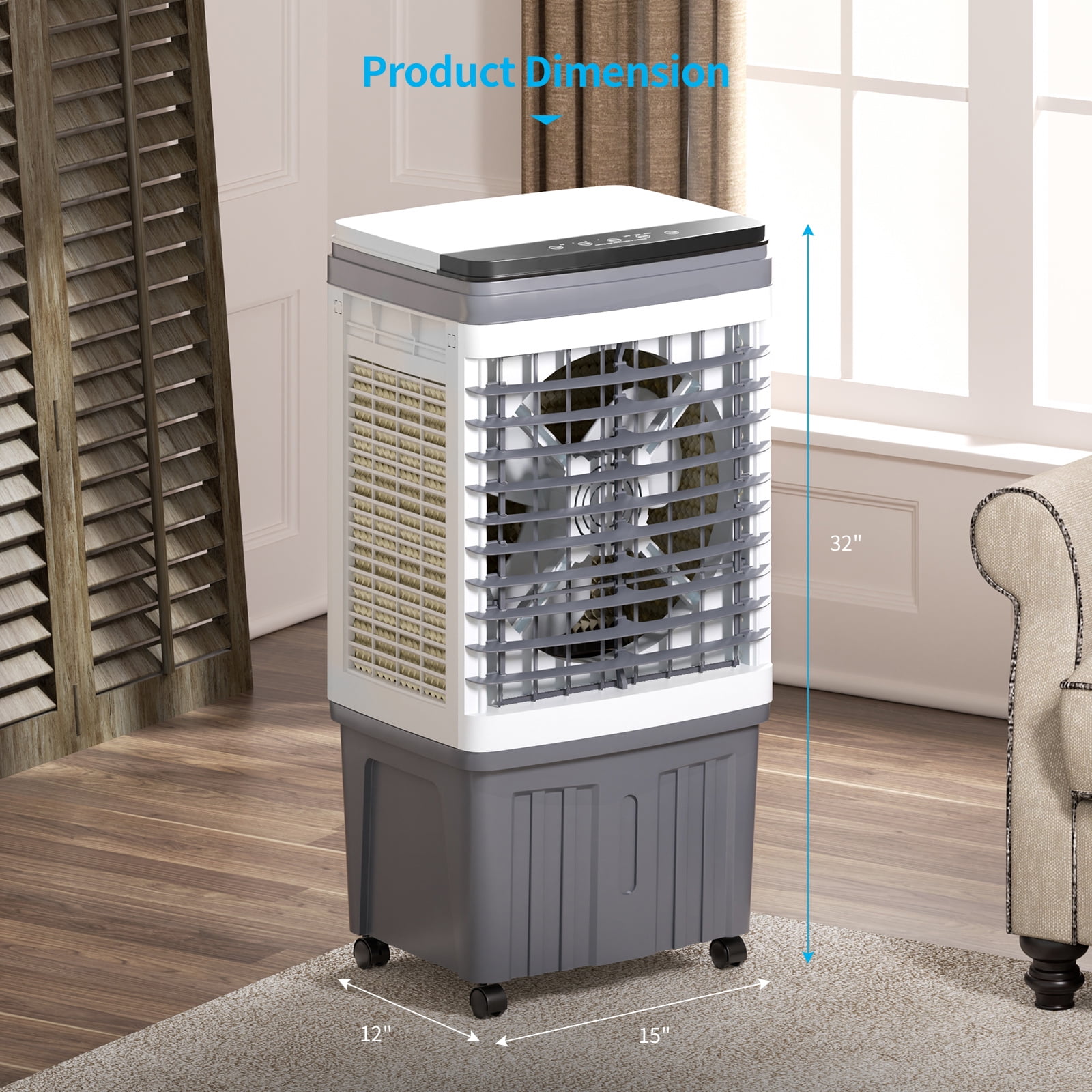 TABU 3-in-1 Portable Evaporative Air Cooler,2354 CFM 6.6 gal Swamp Cooler,7H Timer,Indoor/Outdoor,White