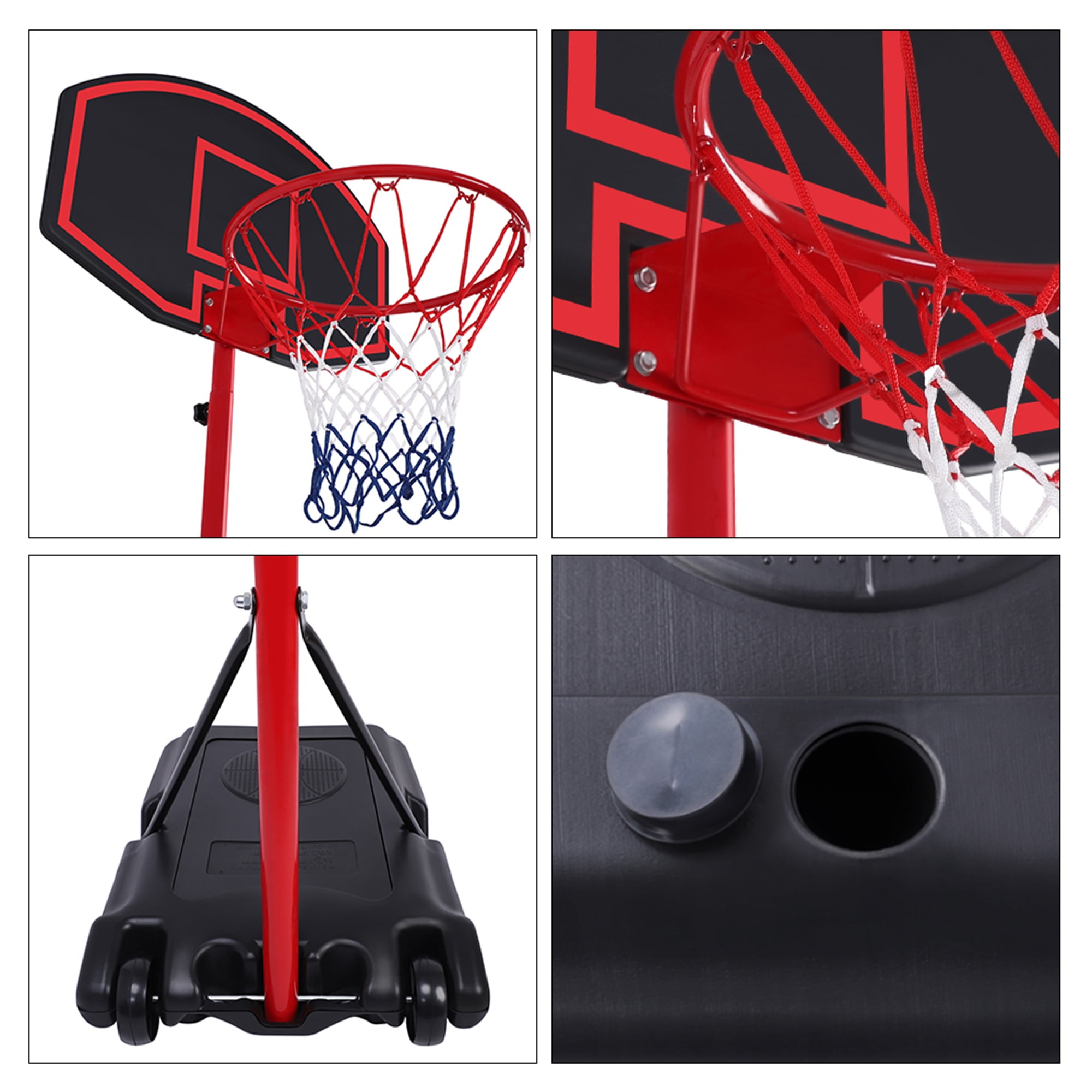 Kadyn Removable Youth Basketball Stand, Portable Basketball Hoop for Kids Teenagers, 6.5'~8.12' Height Adjustable Basketball Hoop Stand W/Wheels, Black & Red Kadyn Removable Youth Basketball Stand, Portable Basketball Hoop for Kids Teenagers, 6.5'~8.12' Height Adjustable Basketball Hoop Stand W/Wheels, Black & Red