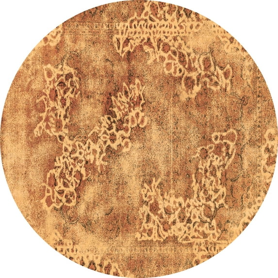 Ahgly Company Indoor Round Abstract Brown Modern Area Rugs, 6' Round
