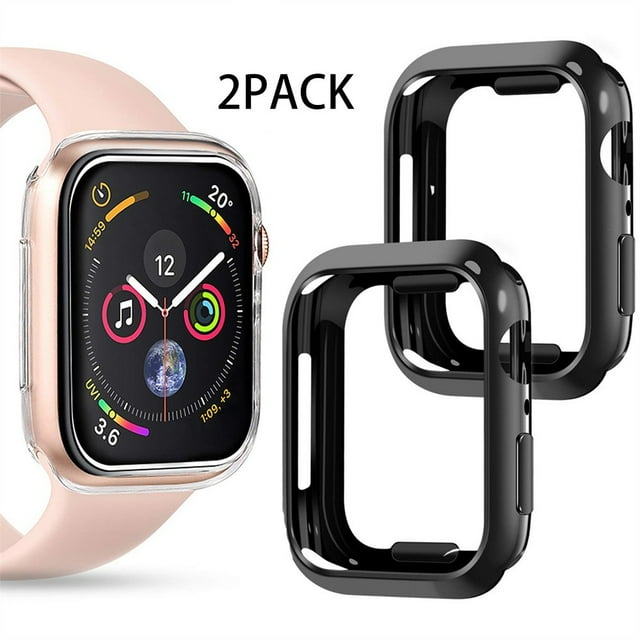 ALMNVO 2 Pack Case for Apple Watch Case Series 7 45mm 41mm 44mm 40mm 42mm 38mm Accessories Soft Plated TPU Bumper Protector Cover iWatch 3 4 5 6 SE 2