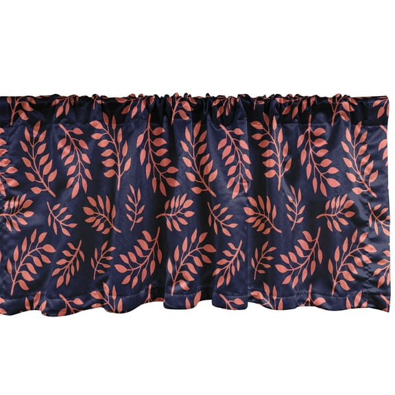 Ambesonne Coral and Navy Window Valance, Leafy Branch Pattern, 42" x 12", Purple Coral