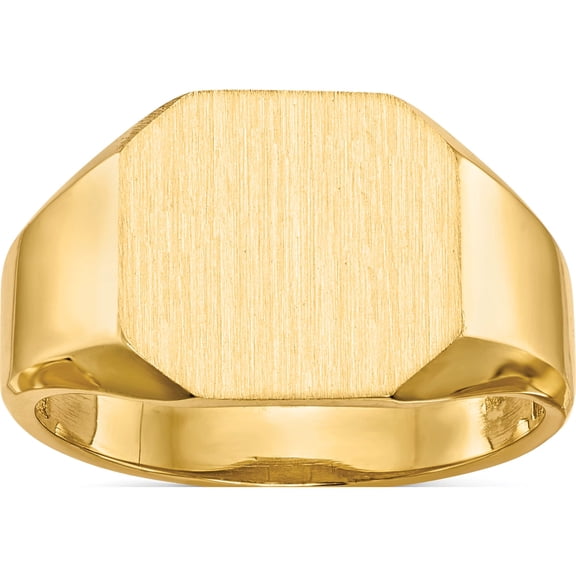 14K Yellow Gold 12.5X11.0mm Open Back Signet Ring (Size 8) Made In United States rs339