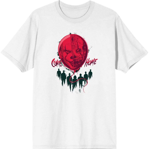 It Chapter 2 Scary Clown Balloon Men's White Crew Neck Short Sleeve Tee-Medium