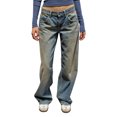thumbnail image 1 of Pantalones de mezclilla de cintura baja para mujer, pantalones de pierna recta con múltiples bolsillos, pantalones vaqueros de moda para ropa de calle de los años 90 y Y2K, primavera y otoño, 1 of 7