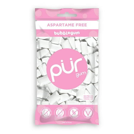PUR Gum, Aspartame Free Bubblegum Gum, 55pcs (Best Gum Without Aspartame)