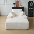 thumbnail image 4 of Magic Home Oversized Chaise Lounge Chair Indoor Furniture with Back Cushion, Pillows, Cloud Plush Corduroy Upholstered Sofa Bed for Living Room, Bedroom, No Assembly Required, Beige, 4 of 11