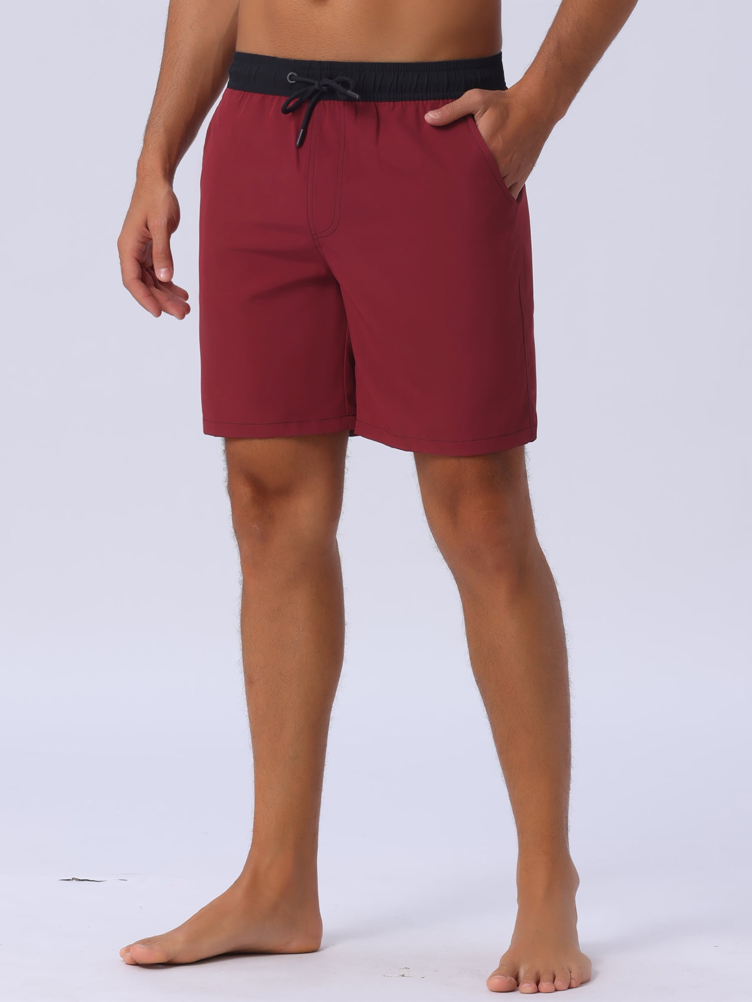 DARING DIVA Men's Lining Surfing Drawstring Swimming Shorts 30 Red