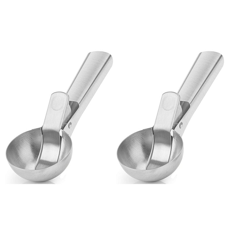 2X Stainless Steel Ice Cream Scoop, Easy to Trigger Release, Ice Cream