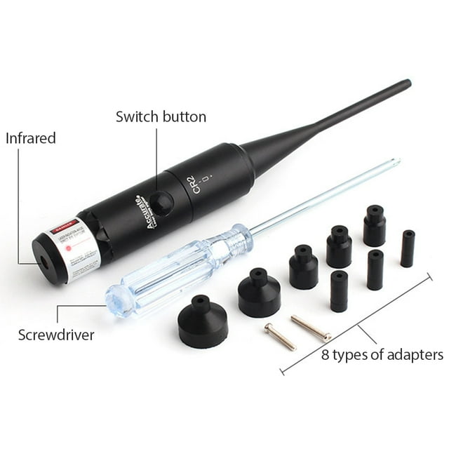 Bore Sighter Kit with Carrying Box Adjustable Universal Hunting Tools Light Wear-resistant Boresighter Set Adults Teenagers Men Red Light
