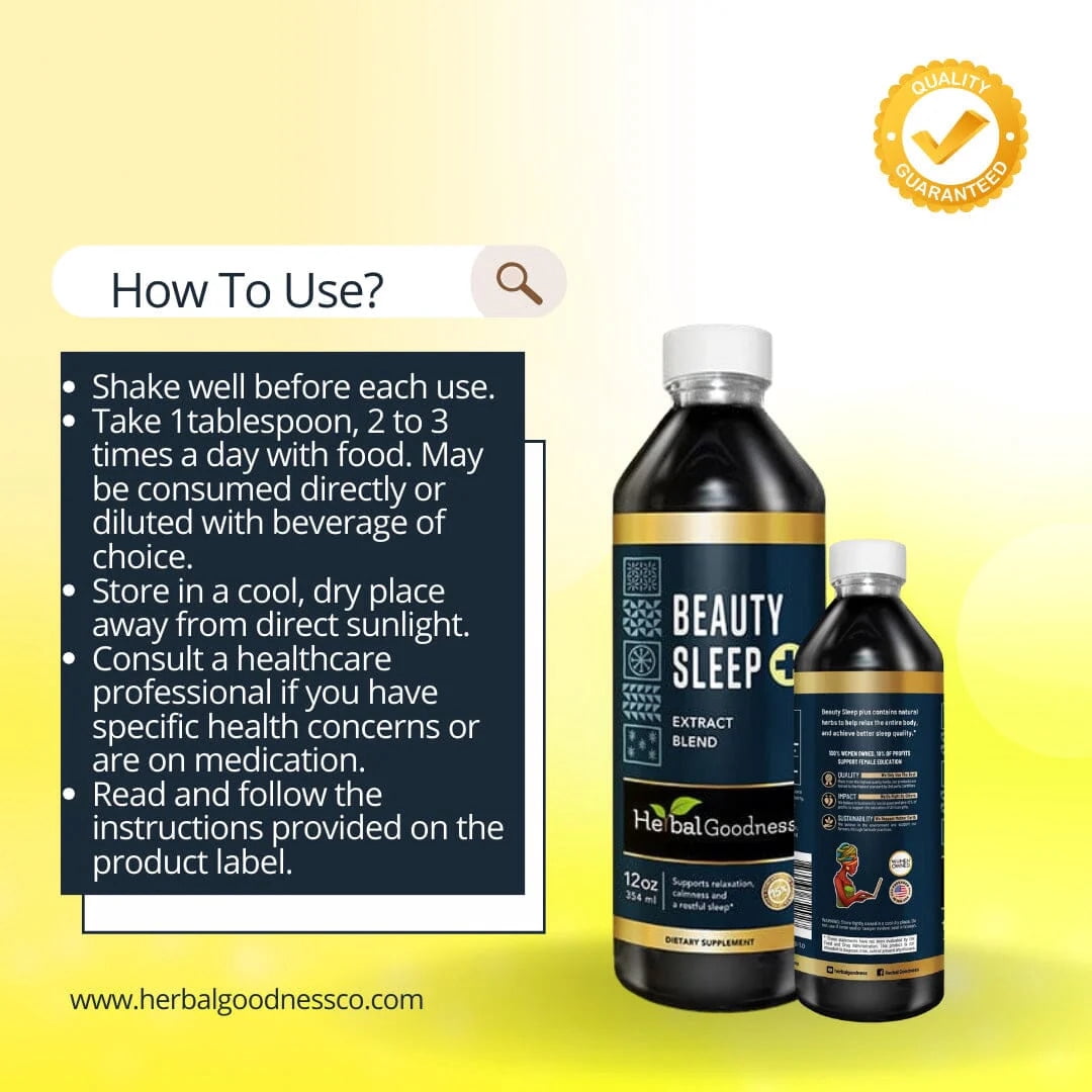 Beauty Sleep Liquid Extract Supplement 12fl.oz - Natural Sleep Aid, Melatonin for Men & Women, Chamomile, Lavender - Herbal Goodness