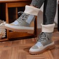 thumbnail image 2 of YOUYEDIAN Boots for Women Fall Winter Versatile Patchwork Design Fashion Strap Platform Round Toe Ankle Booties Casual Warm Comfy Flat Walking Shoes, 2 of 5