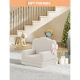 thumbnail image 2 of 2 - in - 1 comfy para niños couch, convertible sofa to lounger, foam chair con soft sherpa, gift para girls y boys (beige - crown grande), 2 of 7