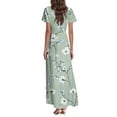 thumbnail image 4 of NAMTYQX Corset Dress for Women Chiffon Short Sleeve Floral Maxi Dress Elegant Dresses for Women 2025 Mint Green Size M, 4 of 5
