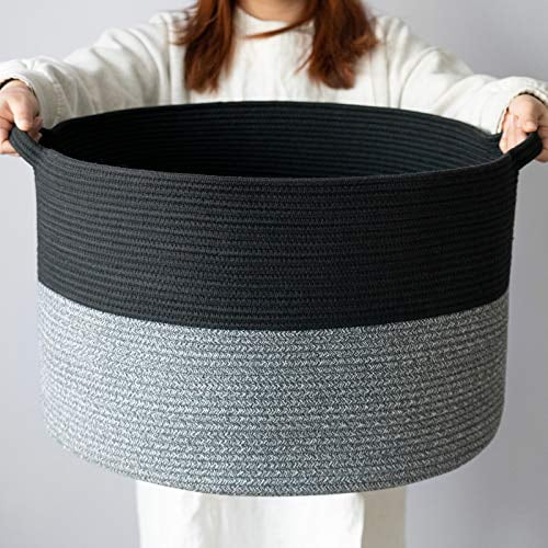 Large Cotton Rope Laundry Basket Woven Basket Baby Laundry Storage Bin 