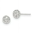 thumbnail image 1 of 14K White Gold Medium Fancy Ball Post Earrings, 1 of 2