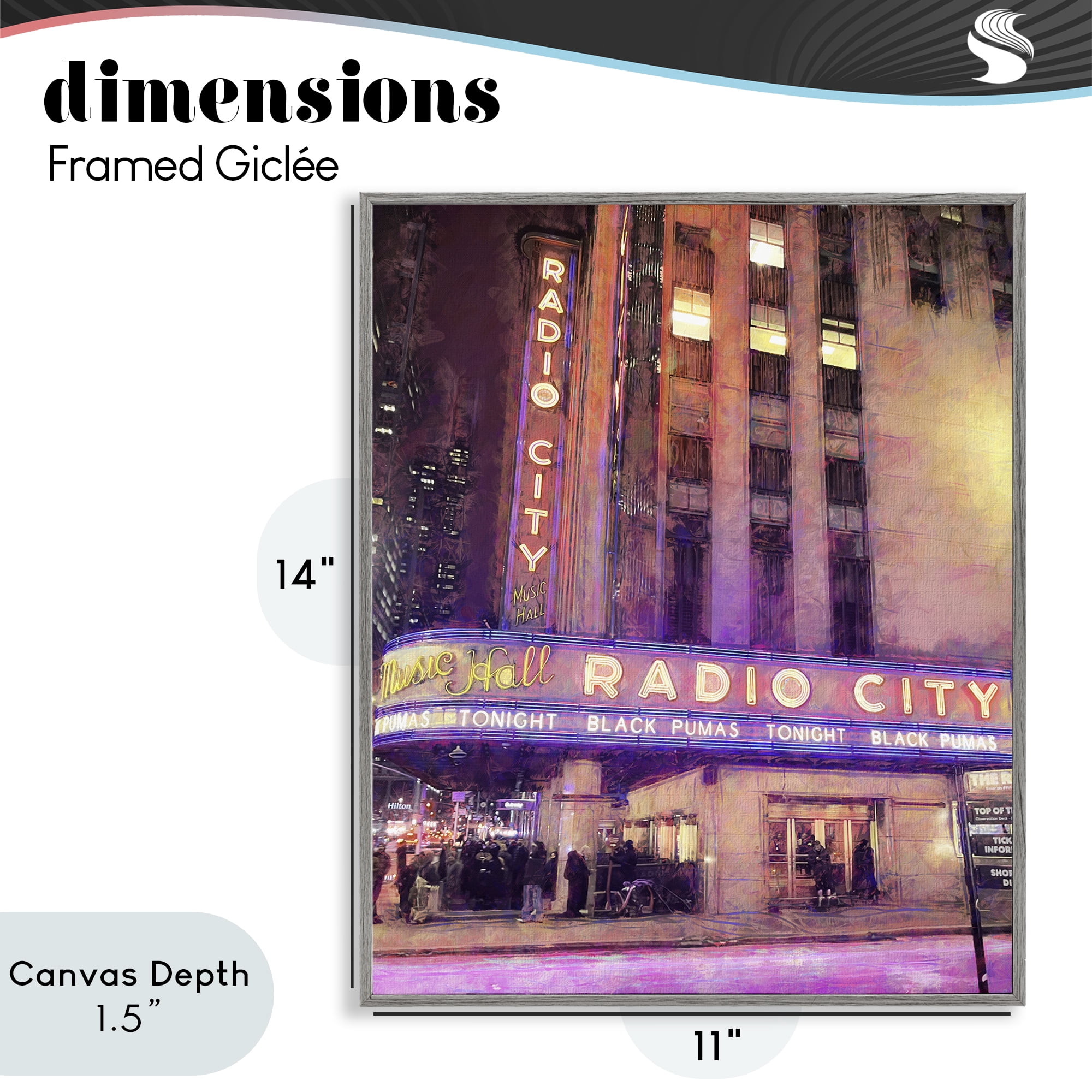 Stupell Industries Radio City Music Hall Gray Framed Giclee Art, design by Grotto Studios