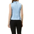 thumbnail image 3 of Allegra K Women's Ruffle Neck Pleated Front Summer Sleeveless Satin Blouse, 3 of 5