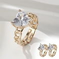 thumbnail image 4 of Exquisito y elegante anillo de corazón con incrustaciones de oro y cobre para mujer, estilo europeo y moderno. Anillo de corazón ajustable y abierto (2 unidades)., 4 of 8